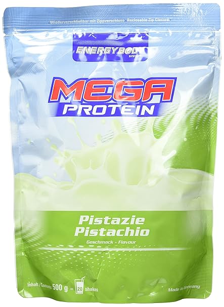 Energybody Mega Protein, Pistazie, 1er Pack (1 x 500 g Beutel)