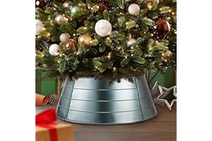 AWENDIETOU Christmas Tree Collar and Skirt Set - 23" Festive Holiday Decor with Gold Metal Tree Collar Base Stand - Ideal for Real or Artificial Trees - Christmas Skirt Tree Basket Decorations Gift Black