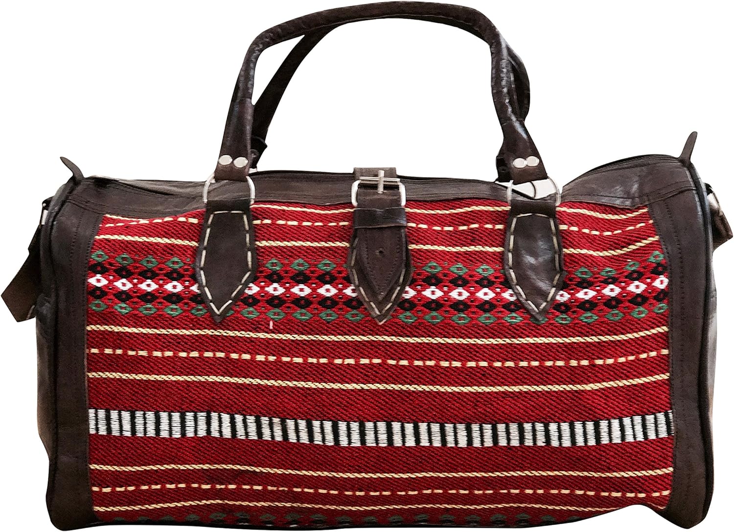 red leather weekender travel bag