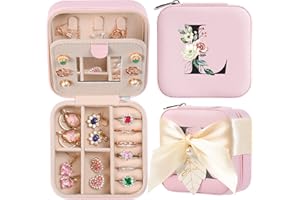 AYGXU Travel Jewelry Box for Women and Girls - Small Case With Initial A-Z - Teacher Gifts