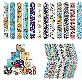 48 Pcs Slap Bracelets for Kids Pirate Party Favors Toys Slap Bracelets Bulk Snap Bracelet for Boys Birthday Party Supplies Classroom Prizes Exchanging Gifts Christmas Easter Halloween Holiday Gifts
