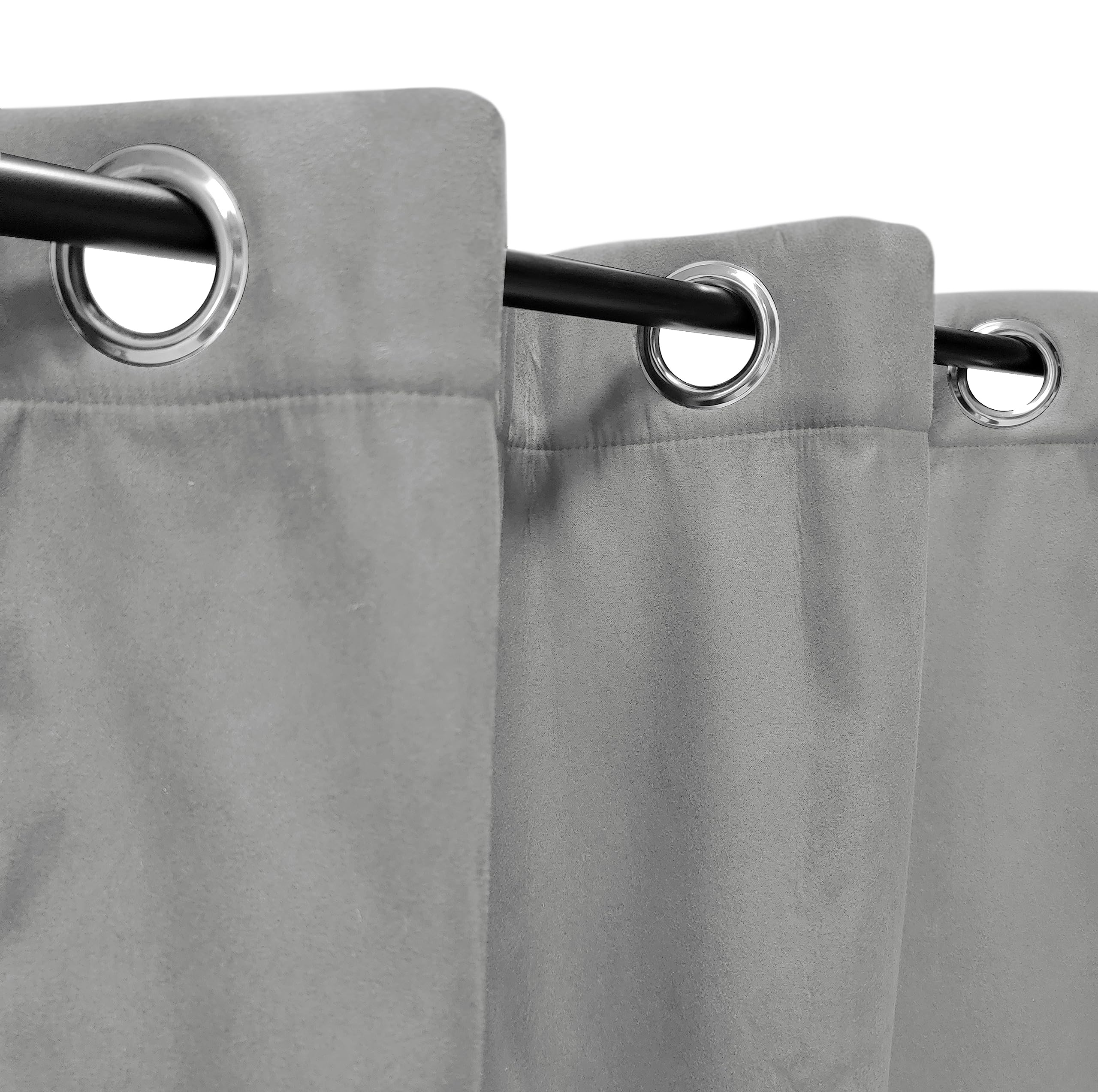 Atout Ciel Thermal Faux Suede Fleece Lined Curtain 140 x 240 cm Ready to Hang Grey