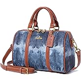 Angel Kiss Women Satchel Purses and Handbags Vegan Leather Boston Barrel Bag Top Handle Shoulder Purse with Crossbody Strap | Vegan Leather, Top Handle, Crossbody Strap