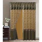 Fancy Collection Embroidery Curtain Set 1 Panel Drapes with Backing &amp; Valance (55"x 84", Sage Green)