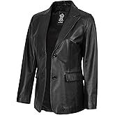 fjackets Women’s Real Lambskin Leather Blazer – Classic 2 Button Notched Lapel Workwear Leather Jacket Women