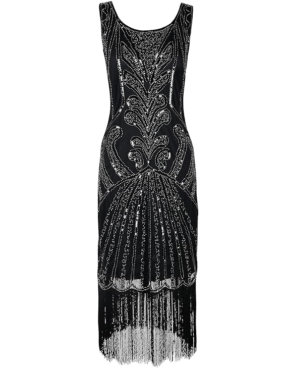 PrettyGuide Damen 1920er Vintage Charleston Art Deco Inspiriet Flapper Cocktailkleid