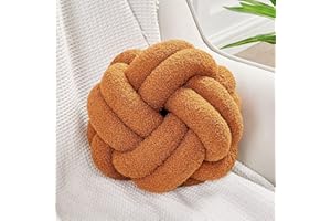 Uvvyui Knot Pillow Ball, Soft Brown Home Decor Knotted Pillows, Handmade Round Plush Throw Pillow, Aesthetic & Cute Large Decorative Pillows for Bed, Floor, Couch, Bedroom Home Decor 11 inches