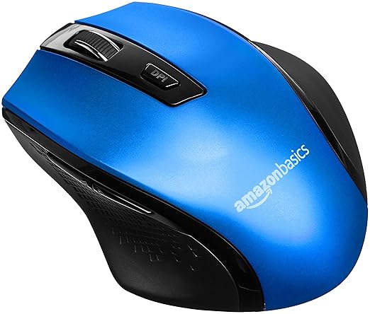 AmazonBasics - Ergonomische kabellose Maus - DPI einstellbar - Blau