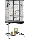 Yaheetech Wrought Iron Standing Large Parrot Parakeet Flight Bird Cage for Small Parrot Cockatiel Sun Parakeet Green Cheek Co