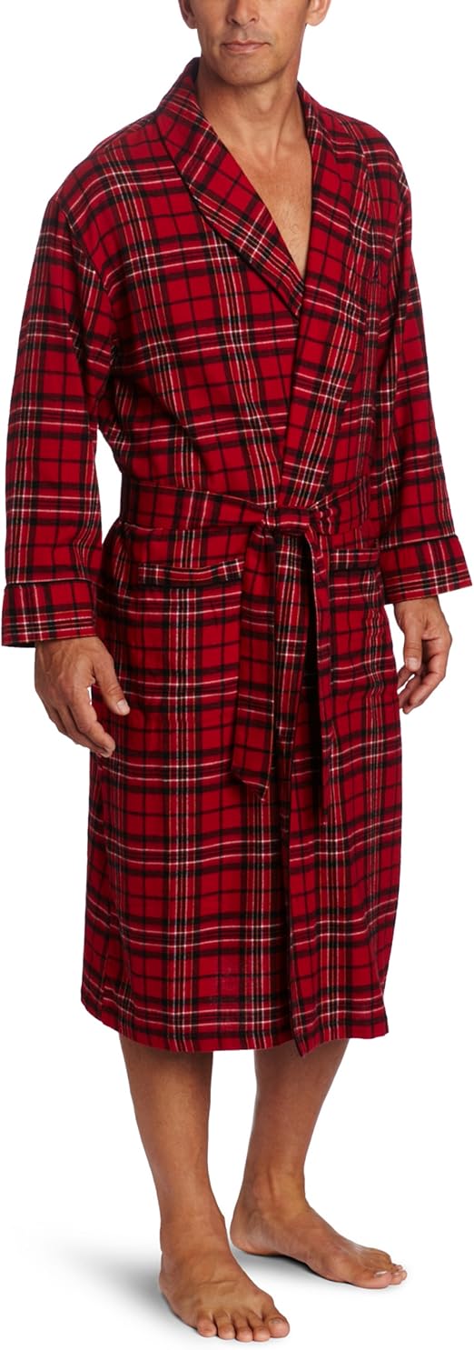 Nautica Men's Cottagetown Plaid Robe, Red, Large/XLarge at Amazon Men