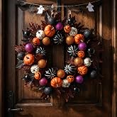 GinzeTop Halloween Ball Wreath for Front Door, 24