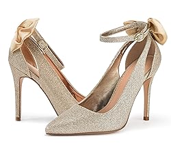 Fashare Womens High Heels Bow Tie Stiletto Ankle