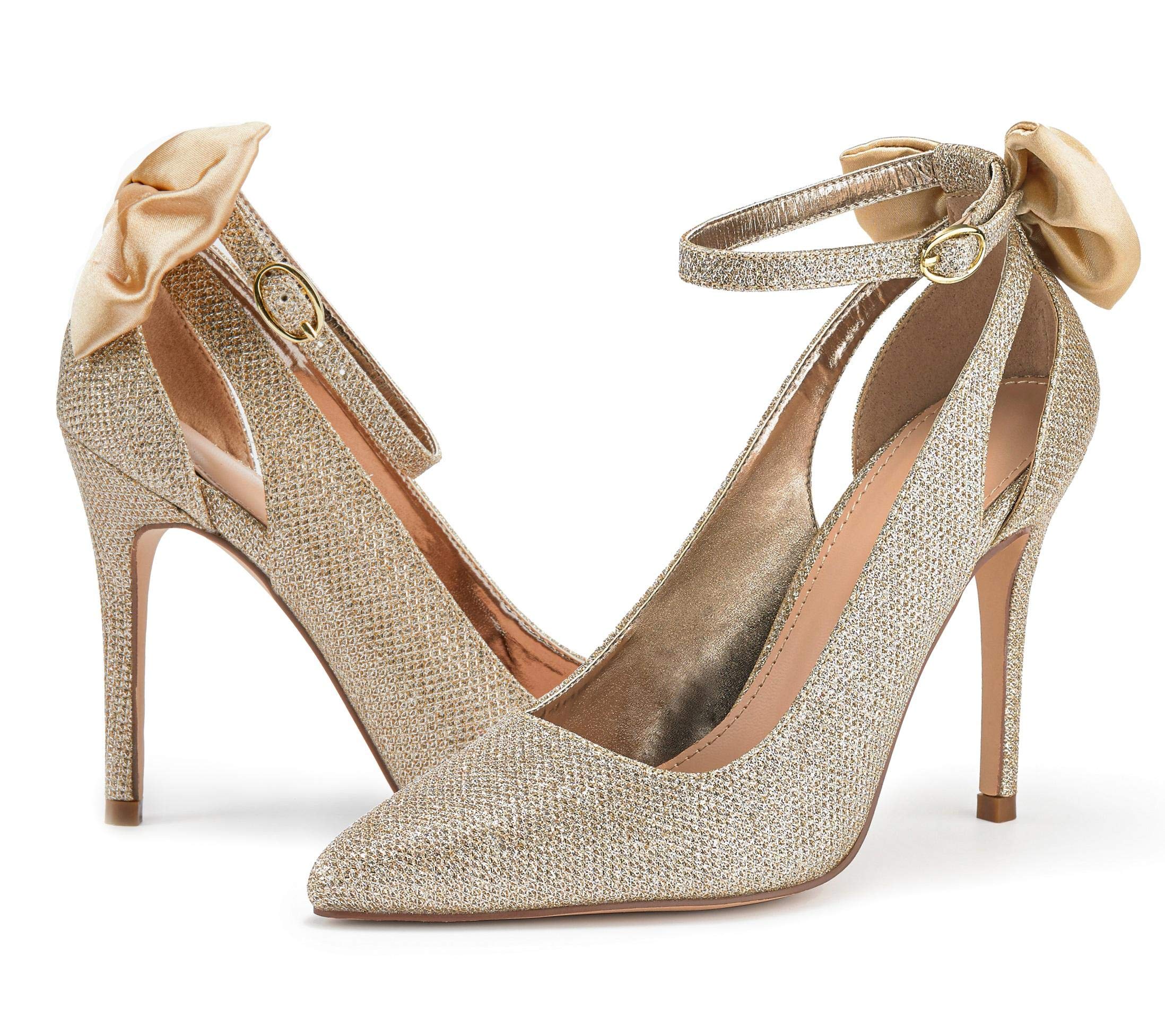 Fashare Womens High Heels Bow Tie Stiletto Ankle