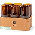 IWAS Upcycled Auburn Drinking Glasses | 250 ML | 8.45 OZ | Set of 6 | Sustainable Water Glasses | Environmentally Friendly Brown Glasses For Home