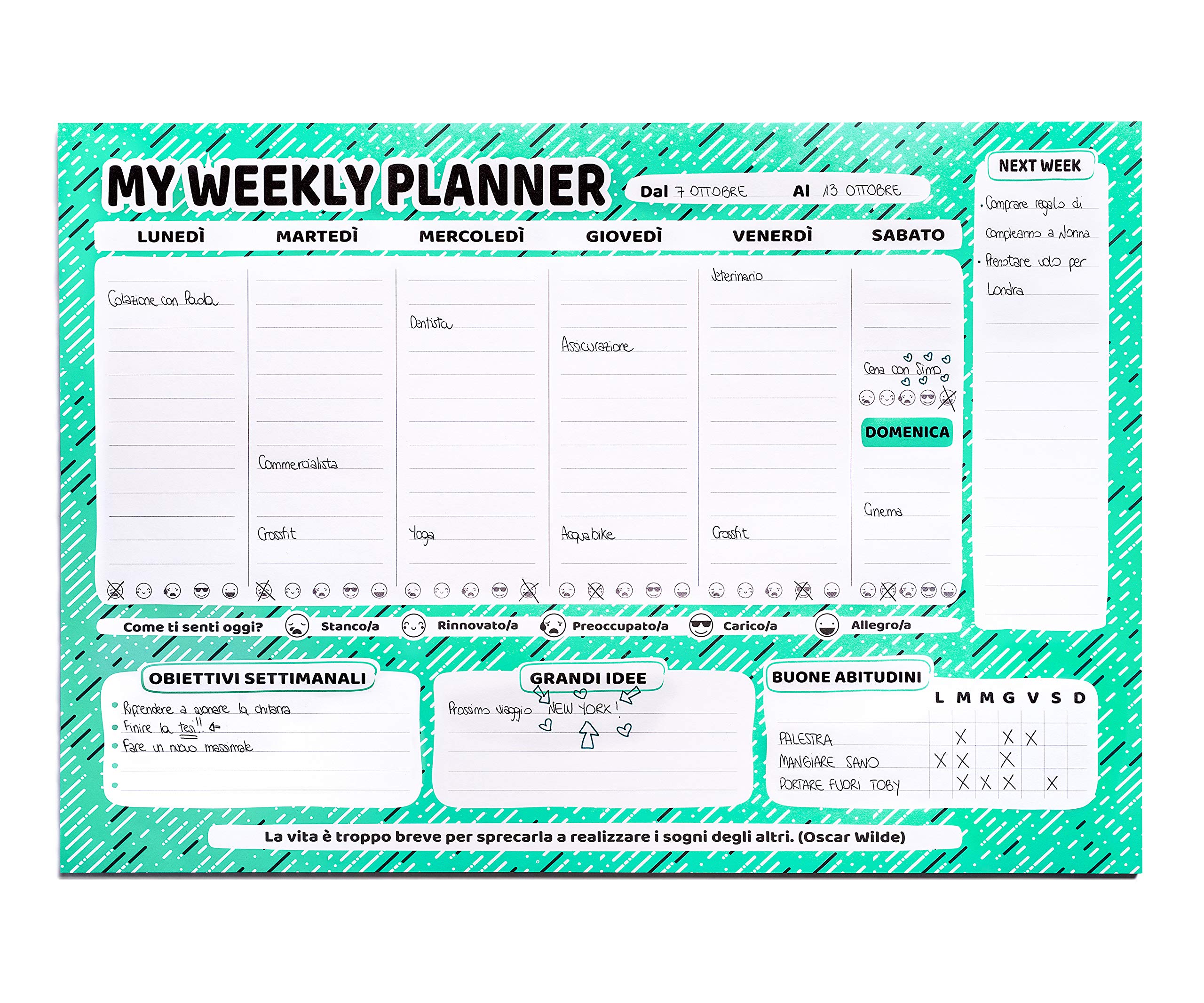 Febio A4 Weekly Table Planning - Dating Agenda Commitments Without Dates