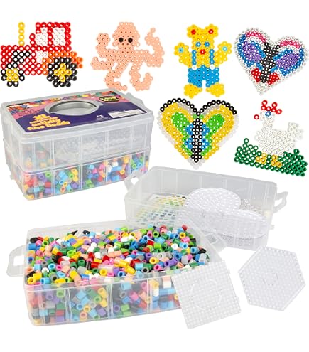 Sipiris Set De 11,000 Cuentas Para Planchar De 5 Mm Con Caja De Almacenamiento, 24 Colores, Plantillas, Pinzas Y Llaveros - Kit De Manualidades DIY Para Niños Y Adultos, Regalo Creativo