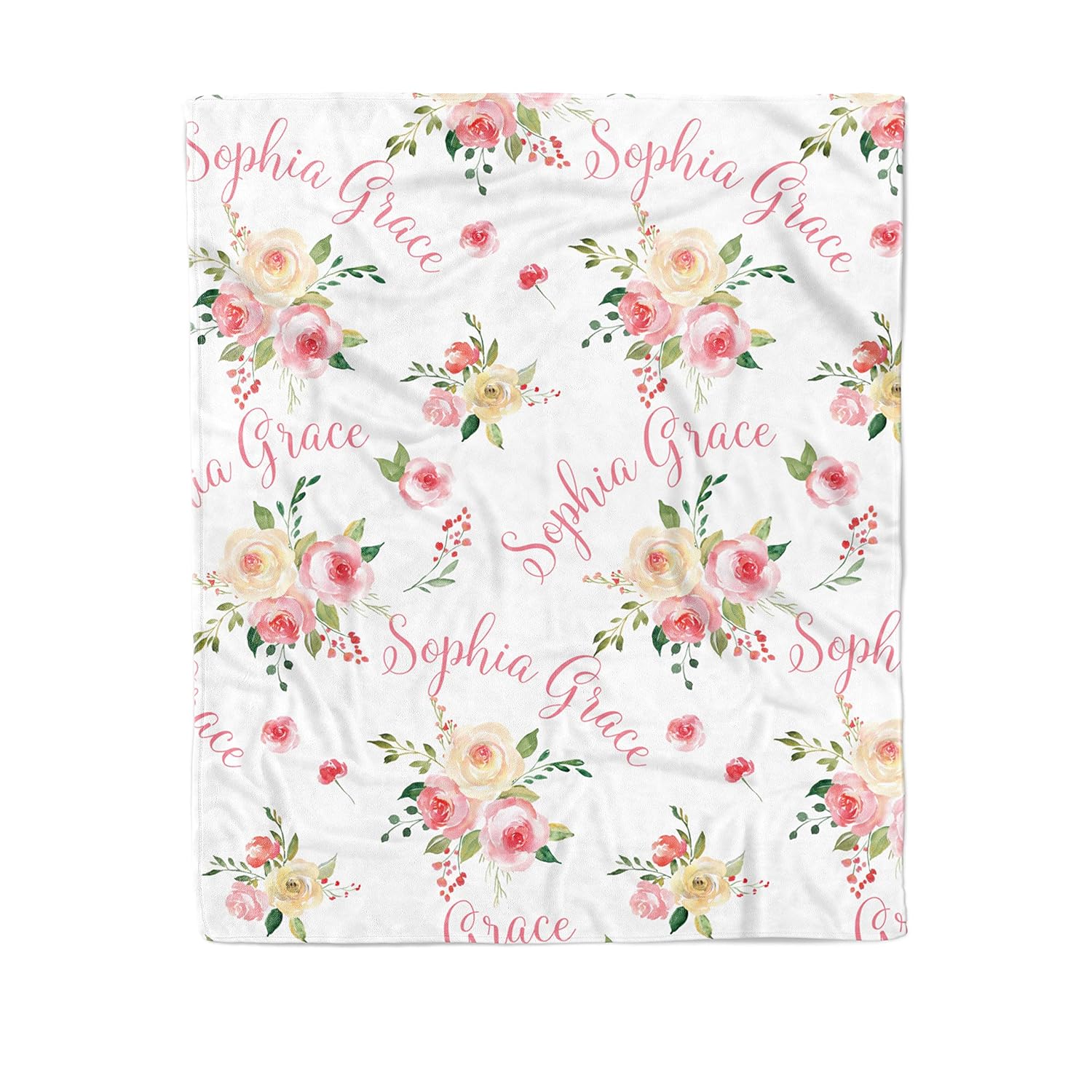Amazoncom Pink Floral Watercolor Baby Blanket