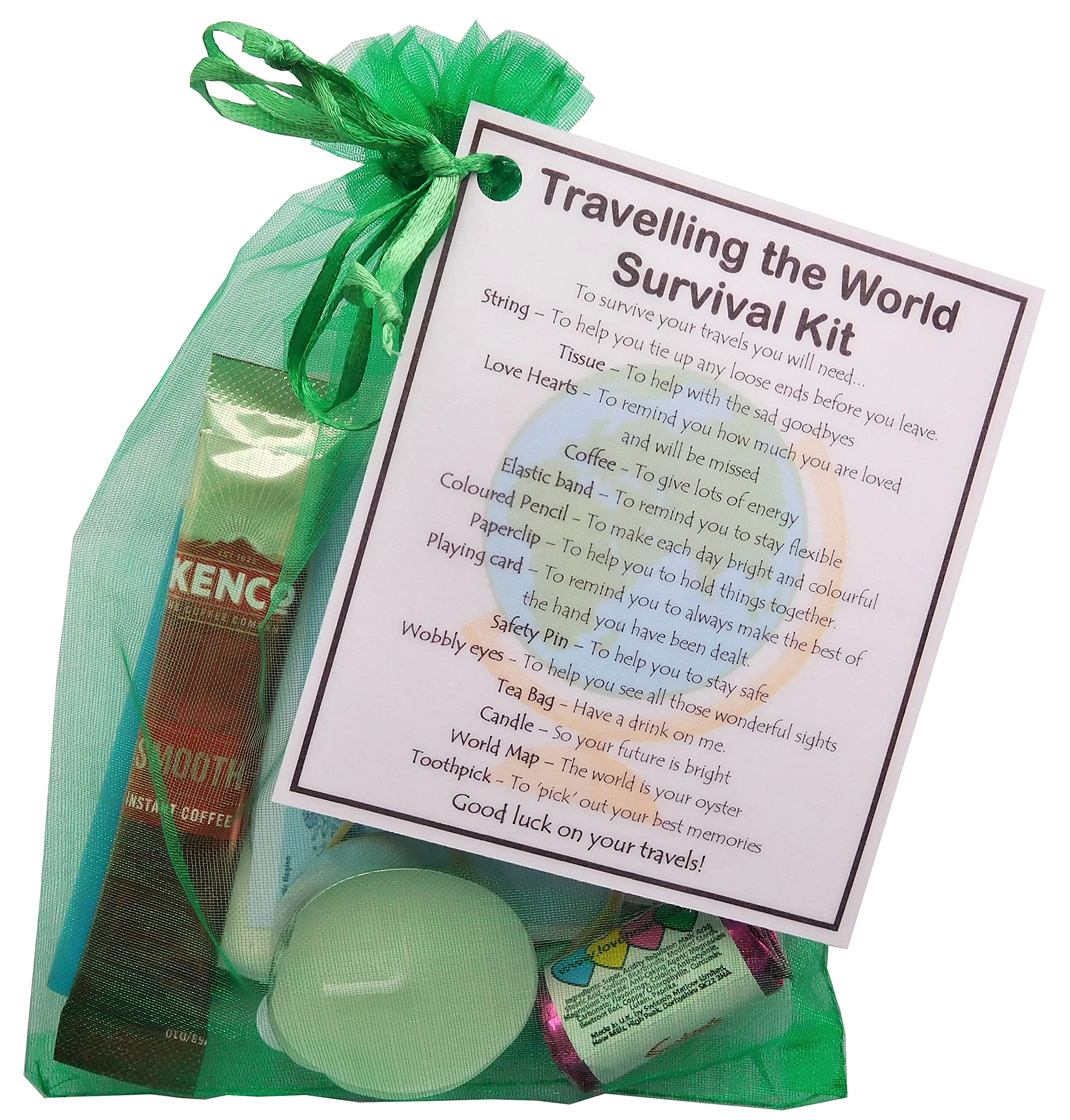 Travelling the World Survival Kit (Great novelty gift!) (Travel gift, gap year gift, bon voyage, travelling gift, world travel gift)