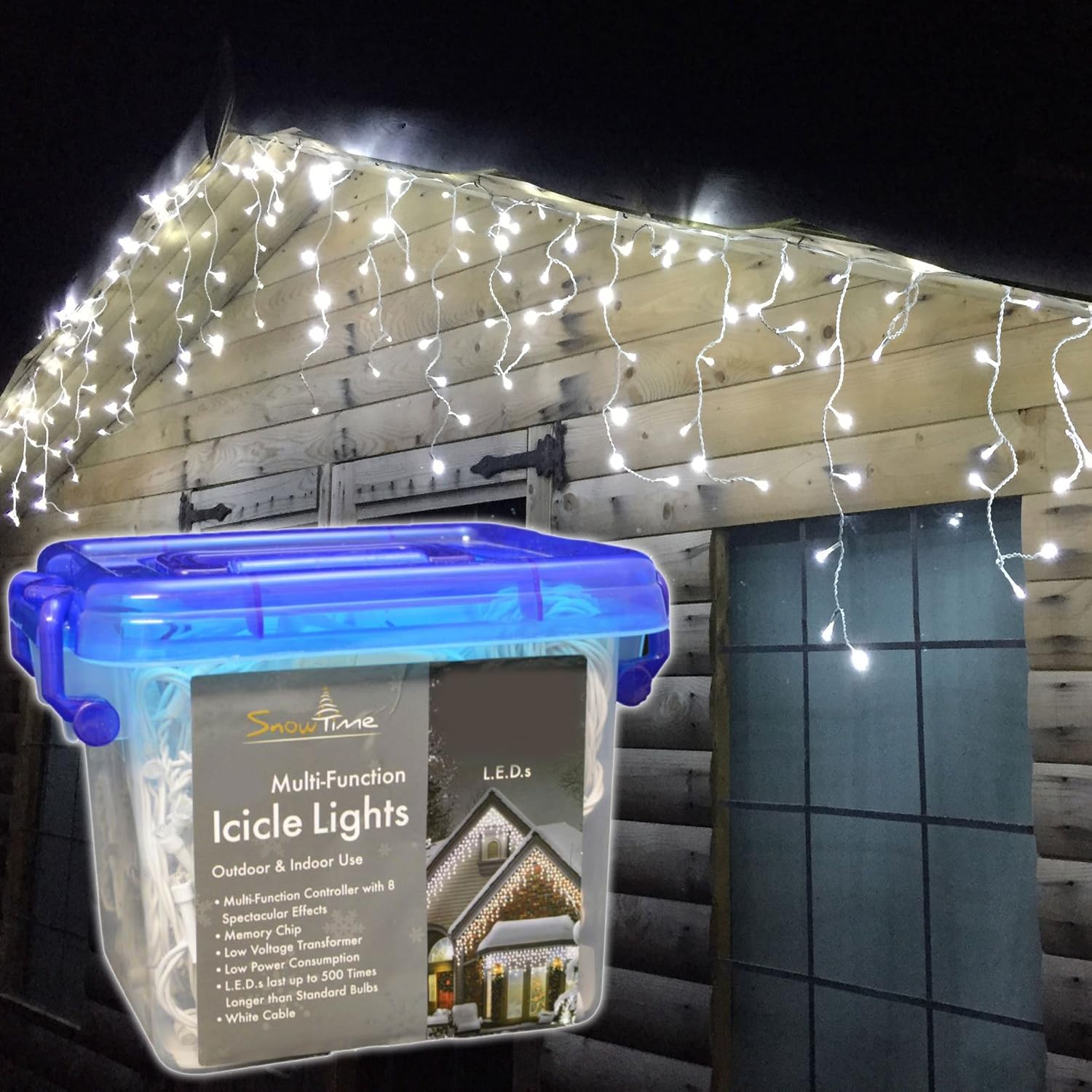 900 LED Snowing Icicle Rope Light Amazon.co.uk Garden & Outdoors