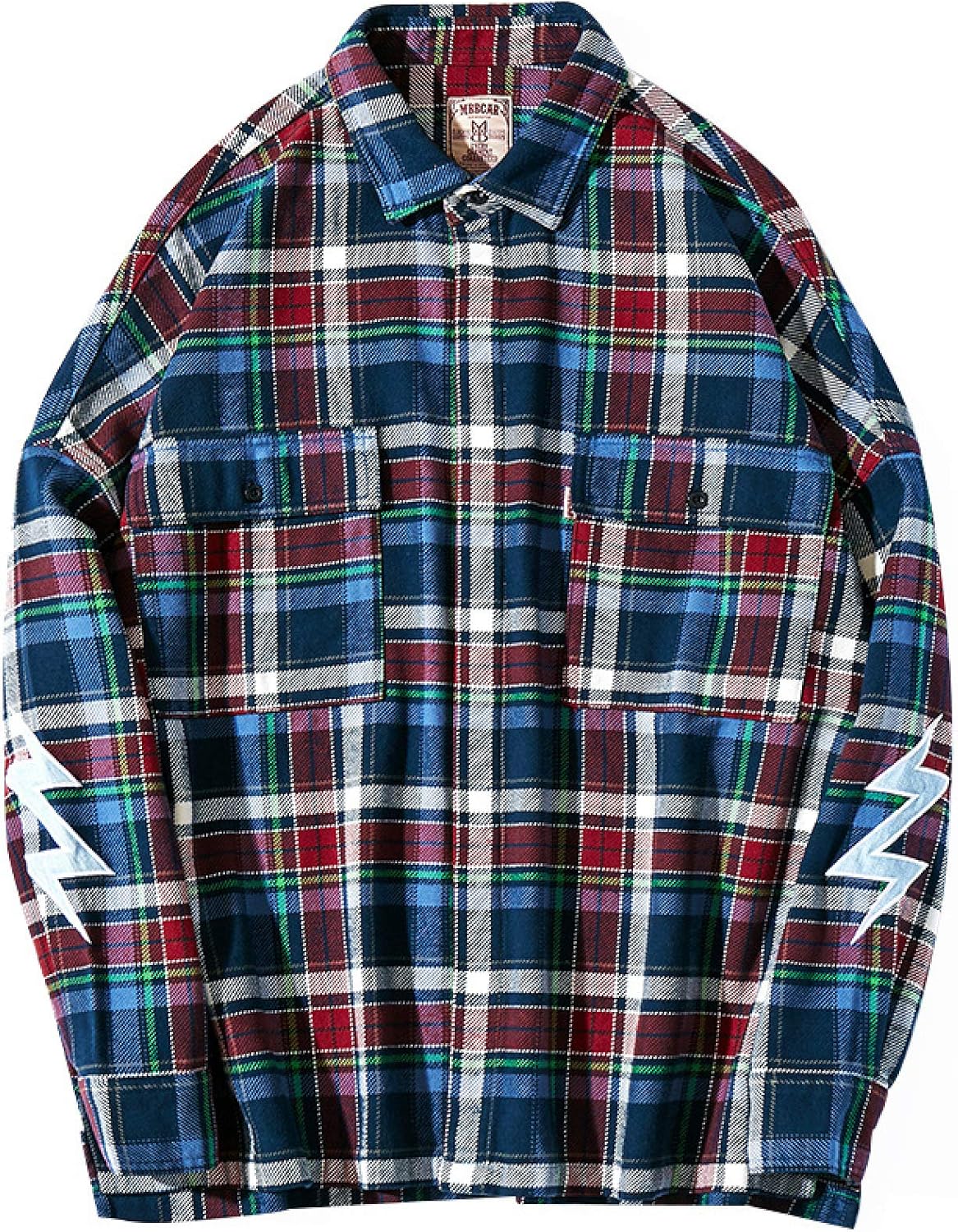 HOSD Loose Thick Flannel Plaid Shirt Ami Khaki Shirt Men: Amazon.co.uk: Clothing