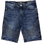 X RAY Boys Stretch Denim Shorts (Size 4-20), Big Boys & Little Kids Moto Biker Fashion Rips Distressed Shorts,