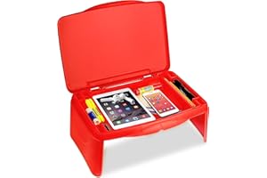 MAVO CRAFT MAVOCRAFT Foldable Lap Desk for Kids with Storage - Portable Laptop Table for Kids & Adults - Breakfast in Bed, Serving Tray, Car Desk & Gaming (Red)