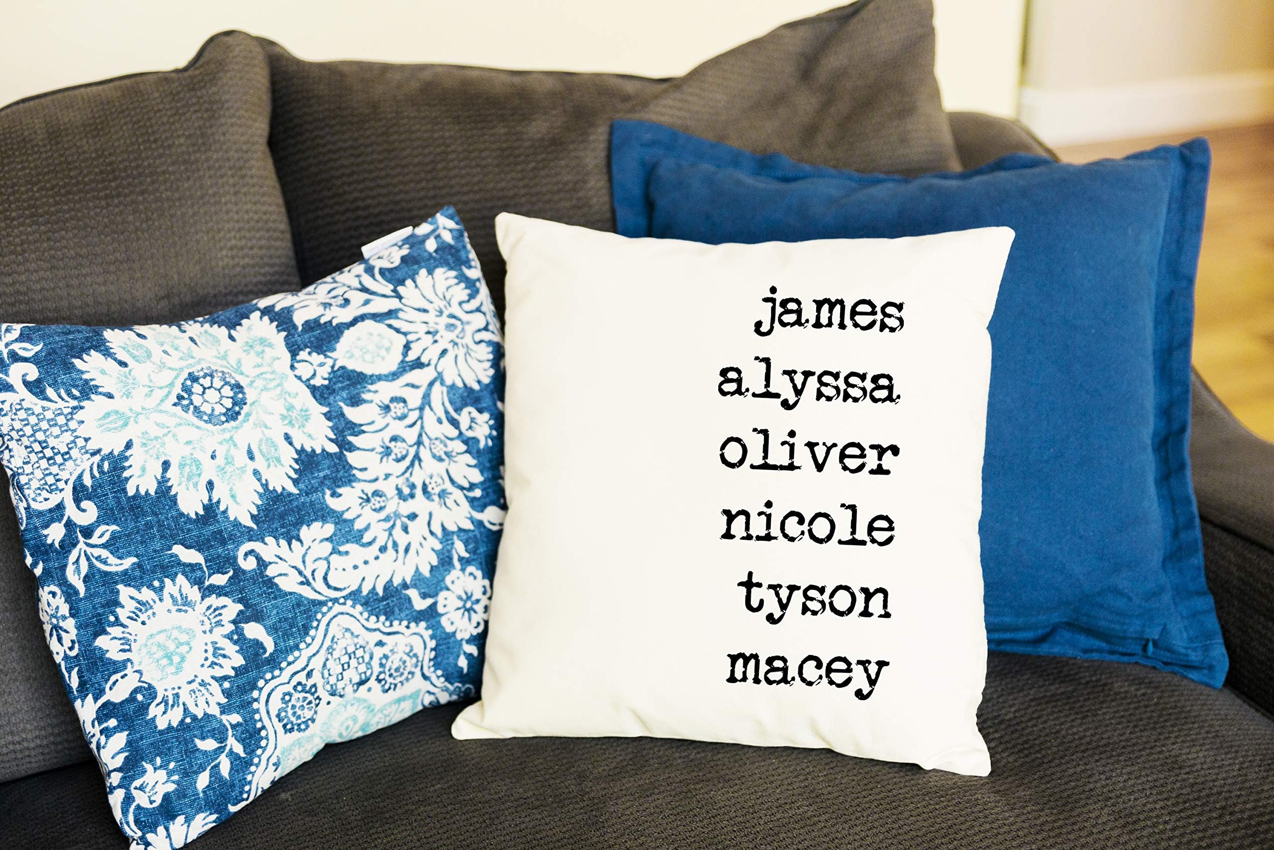 Qualtry Personalized Gift for Mom and Grandma, Also a Unique Warming Gift (4 Names) - Throw Pillow Covers Family House Decor 18 x 18 in, for Her, Mom, Girlfriend, Wife, Couples, Family