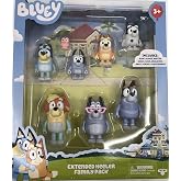 Bluey, Extended Heeler Family Pack, 2.5-3 inch Figures, Bingo, Socks, Muffin, Uncle Stripe, Uncle Rad, Nana and Chattermax, Preschool, Toys for Kids, Ages 3+