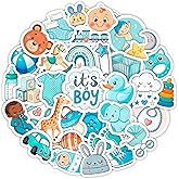 100Pcs Baby Boy Stickers for Shower Favors, Scrapbooking - Newborn Stickers - Baby Boy Shower Party Supplies & Decoration