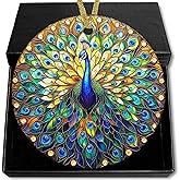 cvjutf Rustic Peacock Ceramic Stained Glass Style Ornaments Decor,Peacock Gifts for Women Girl Lovers,Vintage Farmhouse Peacocks Christmas Tree Haning Ornaments Decorations for Men Teen, 3x3 Inch