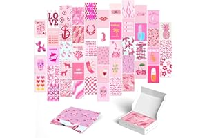 Y2K BOO Preppy Pink Wall Collage Kit - 50 Trendy Preppy Aesthetic Photos for Stylish Spaces, Perfect Preppy Room Decor, Teens' Preppy Photo Collage Kit 4x6, Dorm Wall Art