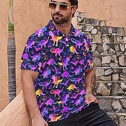 Xdceu Men's Dinosaur Golf Polo Shirt Dinosaur Golf