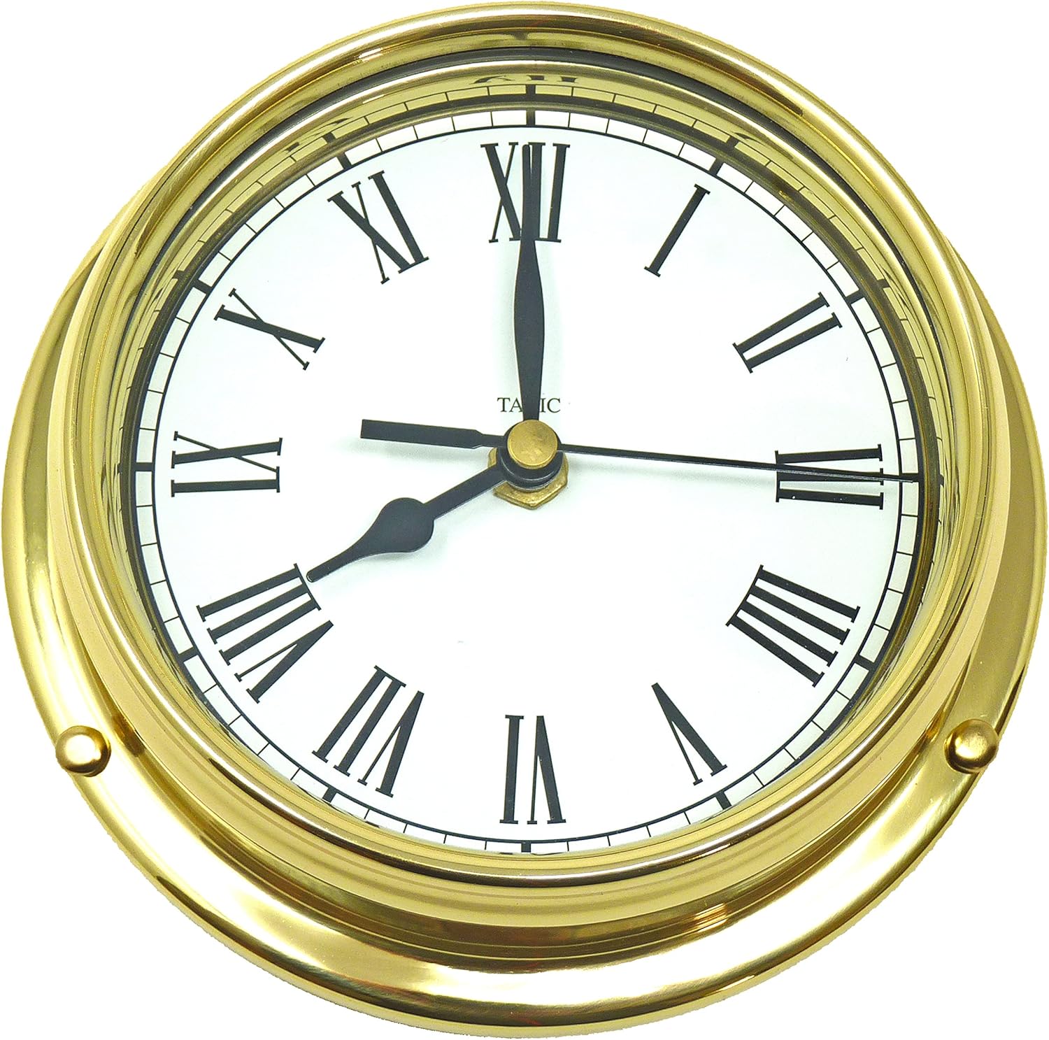 Tabic Classic Brass Roman Clock, Heavy Lacquered Brass (1/2kg), Time