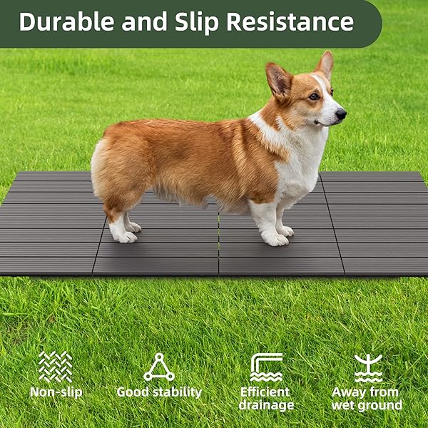 SUMMERTRAIL DOG KENNEL FLOORING OUTDOOR FLOORING DECKING FOR DOG WATERPROOF DOG TRAINING PLATFORM, PORTABLE DECK FOR PET ENCLOSURES (12 X 12 INCHES, 8PCS)