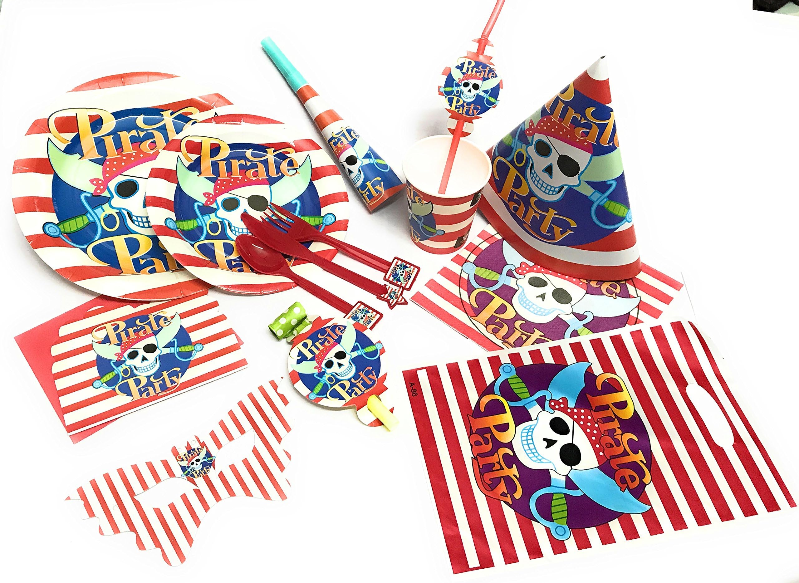 Anoma Retail Birthday Party All-In-One Party Kit With 178 Pieces - Ideal For 12 Kids (Pirate)