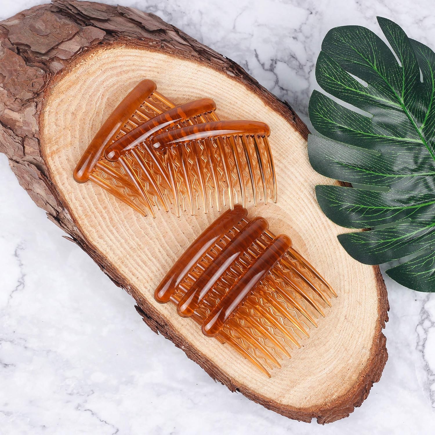 WBCBEC 18 Pieces Plastic Teeth Hair Combs Tortoise Side Comb Hair Accessories for Fine Hair : Beauty
