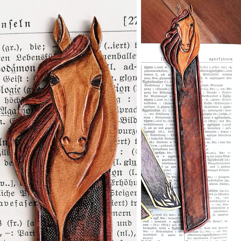 MAROON HORSE BOOKMARK Thoroughbred Personalised Leather Customized Gift