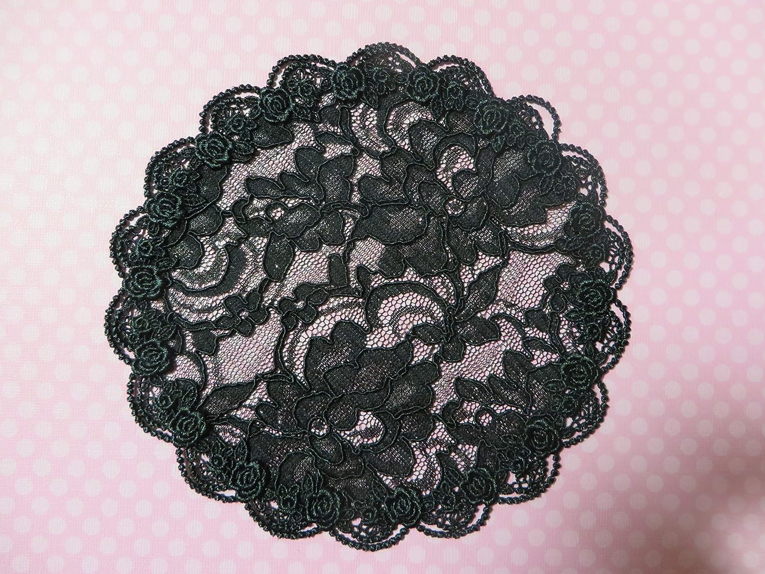 Handmade black lace doily head cover with scalloped trim Hair Covering Kippah