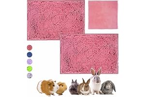 VOZRELS Guinea Pig Cage Liner Bedding 2 PCS, Washable Guinea Pig Bed Mat, Extra Absorbent Rabbit Pee Pad Reusable, Non-Slip Fleece Blanket for Bunny and Small Animal Cage Accessories (Pink, 24"x16")