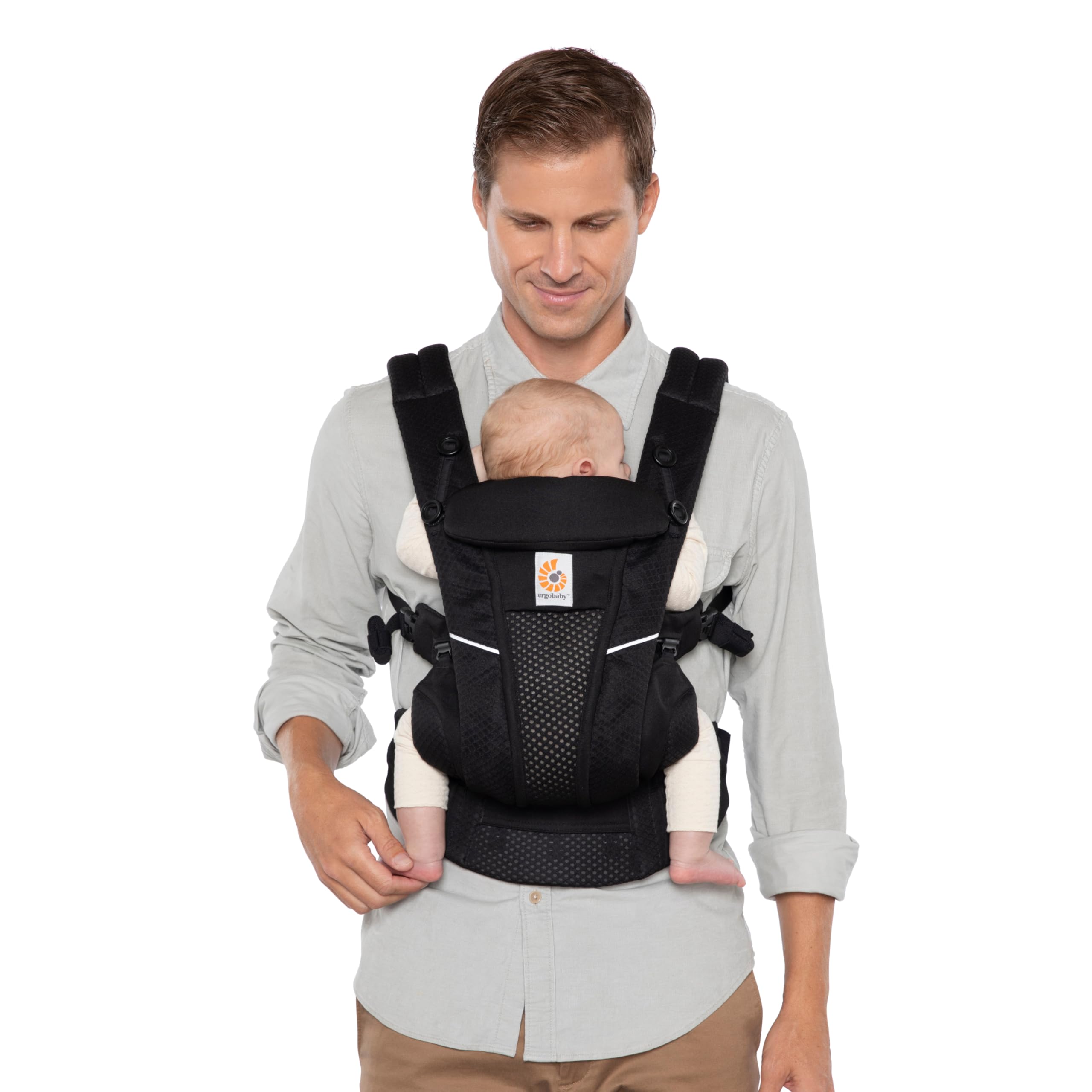 Ergobaby Omni Breeze Babytrage für Neugeborene ab Geburt bis 20kg, 4 Positionen SoftFlex Mesh Ergonomische Babybauchtrage Rückentrage Baby-Tragetasche, Onyx Black 2