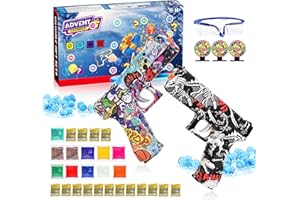 QOGELY 2 Packs Gel Balls Blaster Splat Orby Gun, Gel Gun Blasters with Targets, Gel Ammo & Goggles, Stocking Filler for Ages 14+
