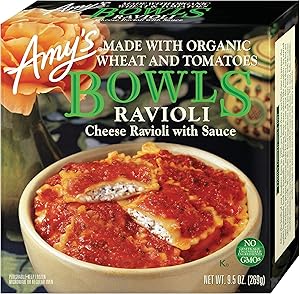 Amy's Frozen Meals, Pasta Bowl, Cheese Ravioli with Tomato Sauce, 9.5 oz.