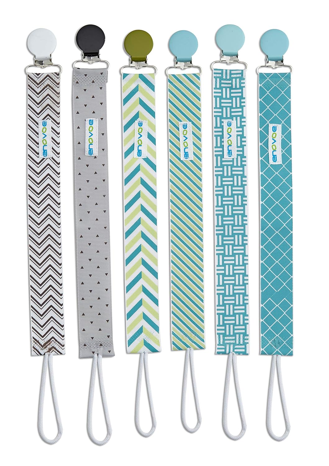 Pacifier Clip by Enovoe - 6 Pack of Pacifier Clips - Stylish Teething Ring Pacifier Holder for Baby Boys and Girls : Baby