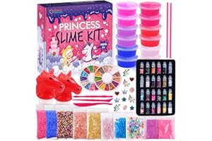 SENSORY ELEMENTS Princess Slime Kit for Girls - Water Based Colorful Premade Slime, Glow in the Dark, Glitter Powder, Ultimate Diy Pink Crystal Unicorn Kit for Girls, Ideal Gift Idea for Christmas & Holiday Ages 5-12+