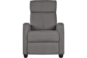 Yaheetech Home Theater Seating Fabric Recliner Chair Modern Single Living Room Reclining Sofa with Pocket Spring Gray