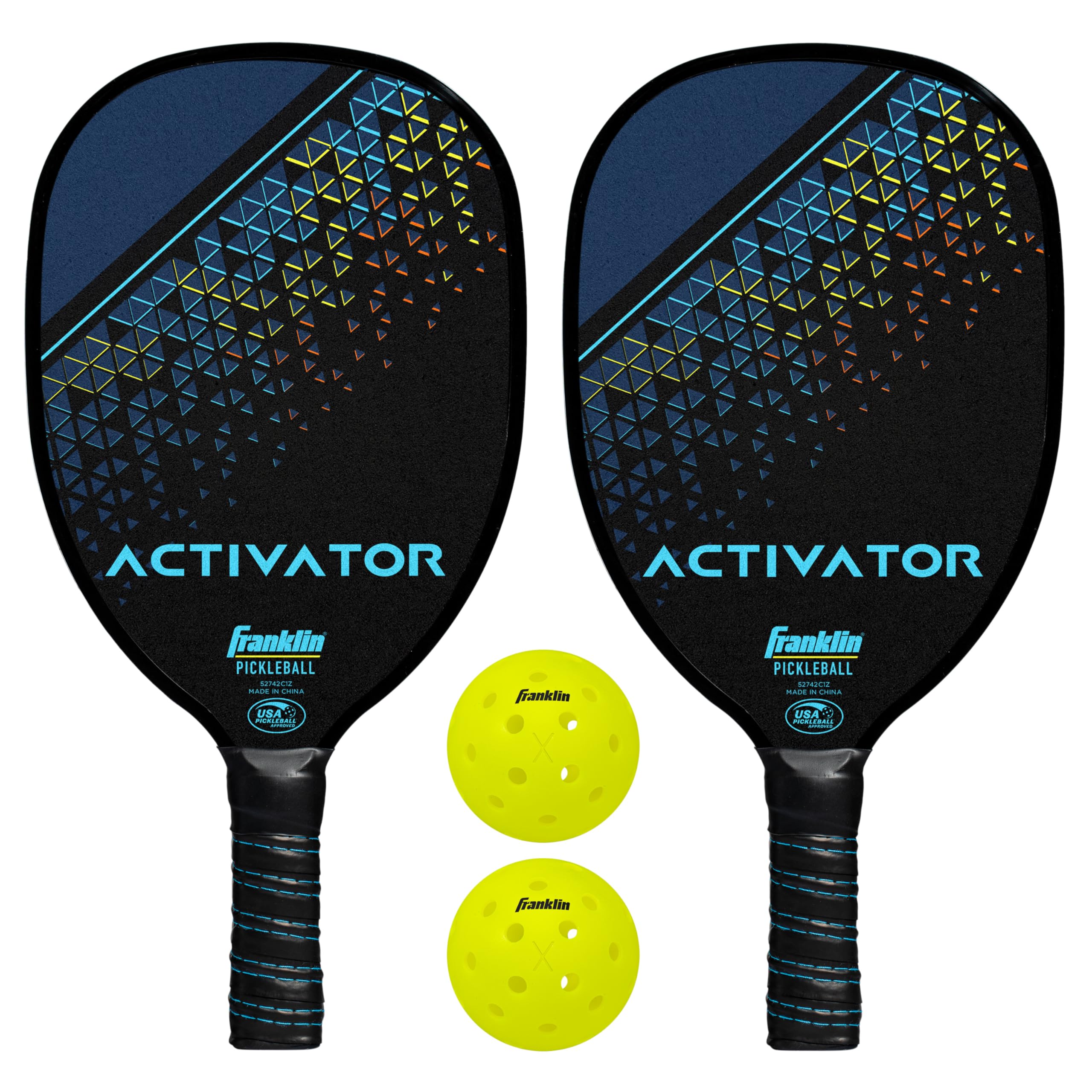 Franklin Sports Activator Pickleball Paddle and Ball Set - (2) Wooden Rackets + (2) X-40 Balls - 2 Player Paddle Set - USA Pickleball (USAPA) Approved