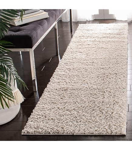 Safavieh Fontana Shag Teppich, 7,6 X 2,3 M, Elfenbein/Grau – Weicher Hochflor Für Wohnzimmer & Mehr