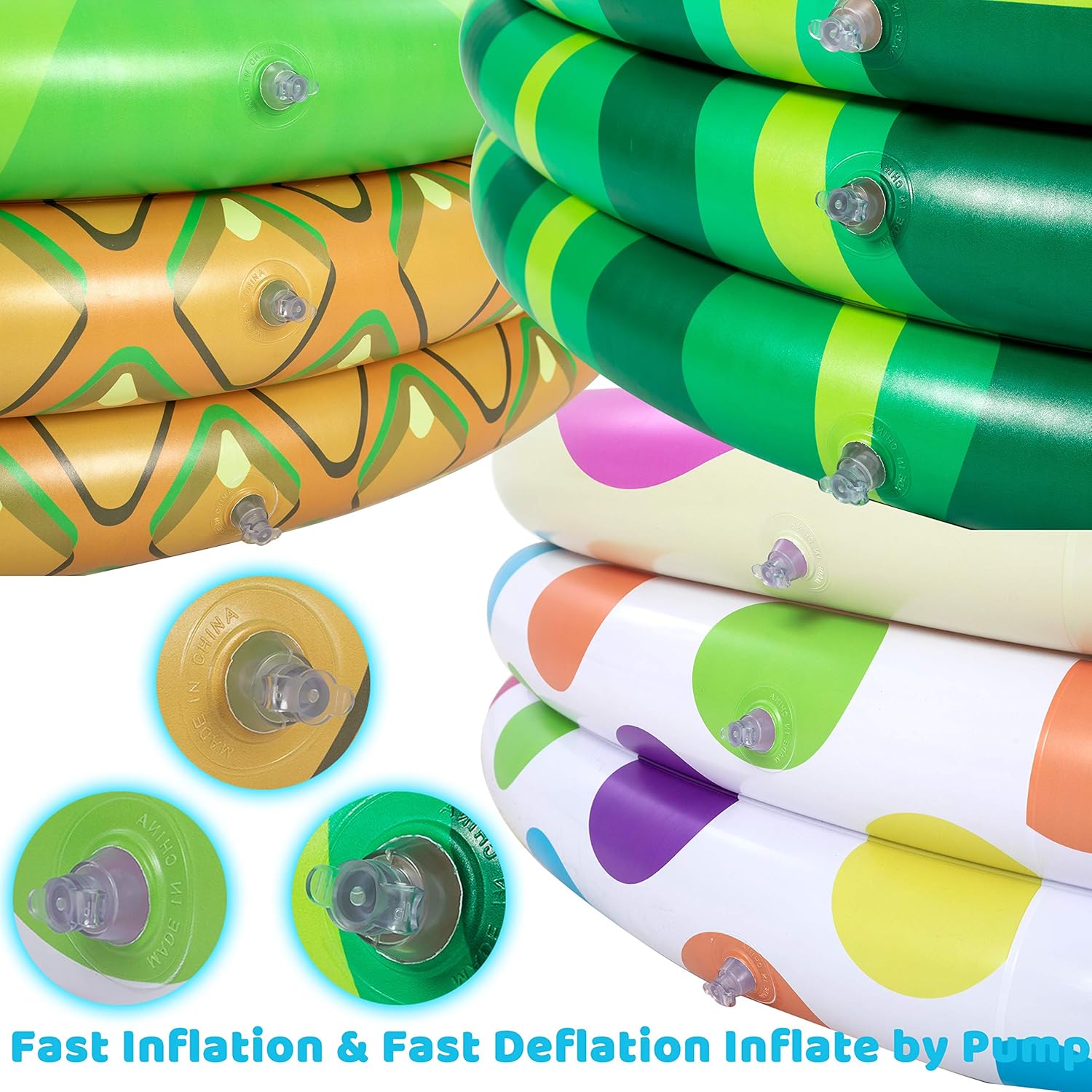 3 Pack 45" X 10" Inflatable Kiddie Pools, Watermelon & Pineapple & Cupcake Swimming Pool for Kids Summer Fun, Indoor&Outdoor Water Pool Baby Swimming Pool Pit Ball Pool: Toys & Games