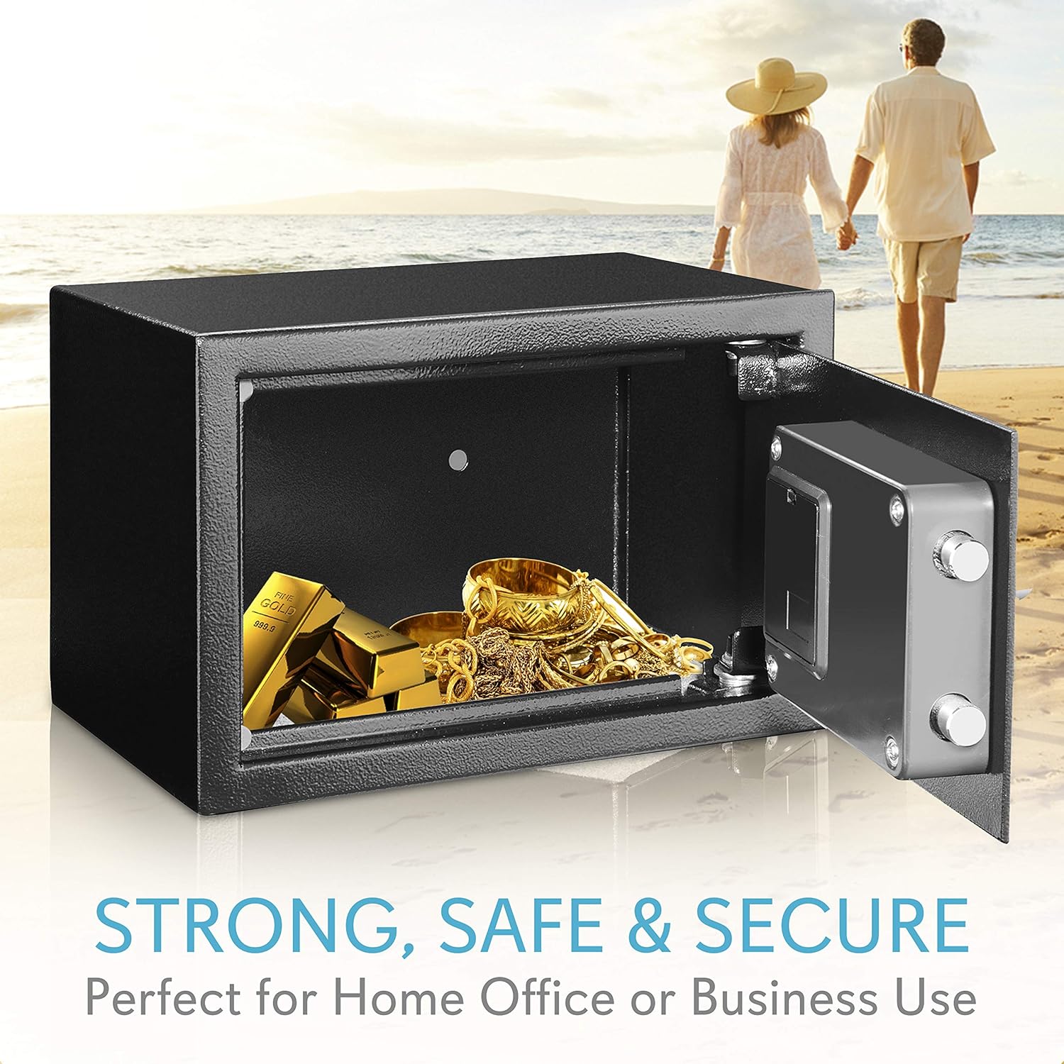 SereneLife Safe Box, Safes and Lock Boxes, Money Box, Safety Boxes for Home, Digital Safe Box, Steel Alloy Drop Safe, Includes Keys: Home & Kitchen