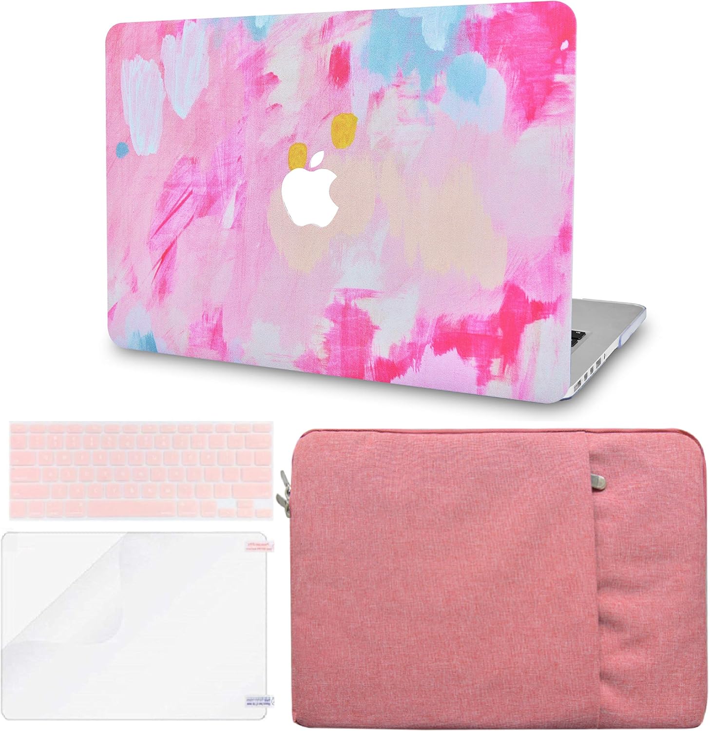 LuvCase 4 in 1 Laptop Case for MacBook Air 13 Inch (Touch ID)(2020) A2179 Retina Display Hard Shell Cover, Sleeve, Keyboard Cover & Screen Protector (Pink Mist 2)